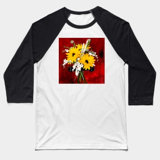 Wildflower Bouquet Original Art Painting Baseball T-Shirt